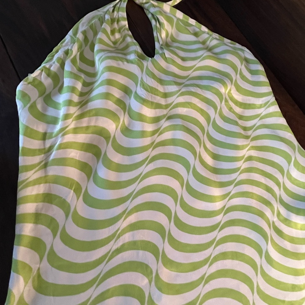 Zara Lime and White Swirl Top